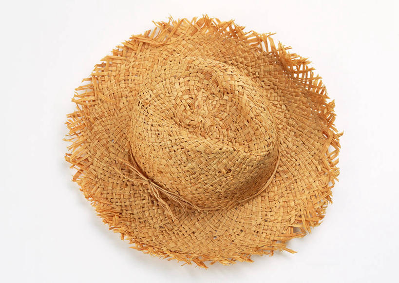 无人,横图,俯视,室内,特写,白天,白色背景,静物,帽子,阴影,反射,草帽,影子,摄影,影棚,一顶,彩图,高角度拍摄,影棚拍摄,拍摄