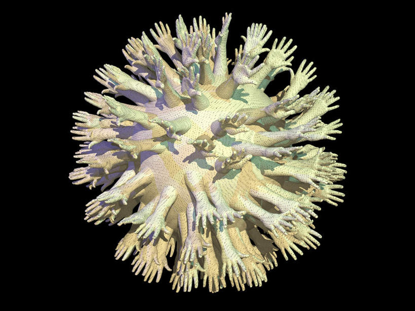 无人,横图,插画,室内,特写,白天,正面,数码,科技,微生物,阴影,黑色背景,网络,医学,高光,几何,计算机图形,合成,图画,画,球,绿色,生物,电脑合成图,数码合成图,医疗,病毒,生物学,漫画,写实,具体,具象,寄生,生命体,生物病毒,彩图