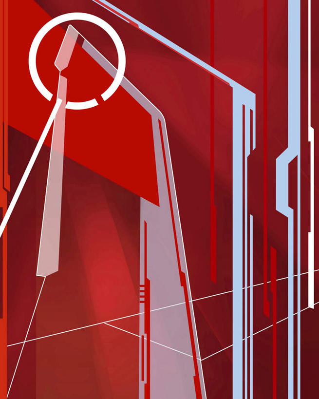 无人,交叉,竖图,室内,白天,正面,抽象,数码,科技,阴影,网络,圆形,线条,高光,几何,计算机图形,合成,红色,夸张,电脑合成图,数码合成图,创造,三维,想象,深奥,相交,交集,3D图形,三维图形,彩图