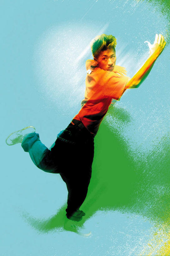 东方人,一个人,无人,跳,竖图,室内,白天,正面,跳舞,数码,科技,亚洲,仅一个男性,仅一个人,阴影,蓝色背景,服装,反射,网络,影子,高光,几何,计算机图形,合成,休闲装,黄种人,仅一个年轻男性,衣服,休闲,休闲服,伸手,抬脚,服饰,街舞,电脑合成图,数码合成图,嘻哈,特效,舞姿,写实,具体,具象,男人,男性,年轻男性,亚洲人,跳跃,彩图,全身,舞蹈