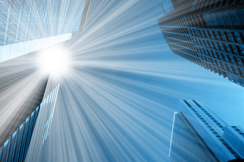 无人,高楼大厦,横图,室外,白天,仰视,度假,美景,太阳,城市风光,城市,大厦,建筑,摩天大楼,阴影,梦幻,发光,光束,光线,影子,景观,建筑群,光亮,光芒,照射,放射,娱乐,建设,蓝色,蓝天,天空,阳光,天,享受,休闲,景色,放松,晴朗,未来,发亮,憧憬,万里无云,晴空,晴空万里,彩图,低角度拍摄,大楼,高层建筑,高楼,摩天楼