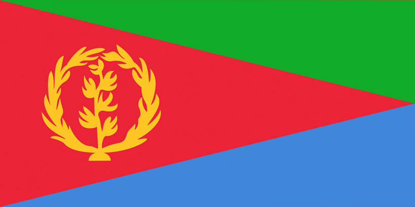 无人,横图,室内,特写,白天,正面,静物,旗帜,国旗,一面,环绕,围绕,圆形,三角形,图形,圆,枝条,几何,环抱,树枝,黄色,红色,蓝色,绿色,橄榄枝,数学,萦绕,虬枝,枝杈,旗,彩图,几何图形,厄立特里亚国旗