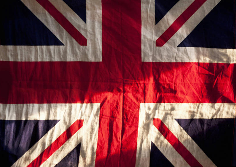 无人,横图,俯视,室内,白天,旗帜,国旗,阴影,反射,影子,一个,红色,蓝色,白色,英国国旗,单个,米字旗,旗,彩图,高角度拍摄