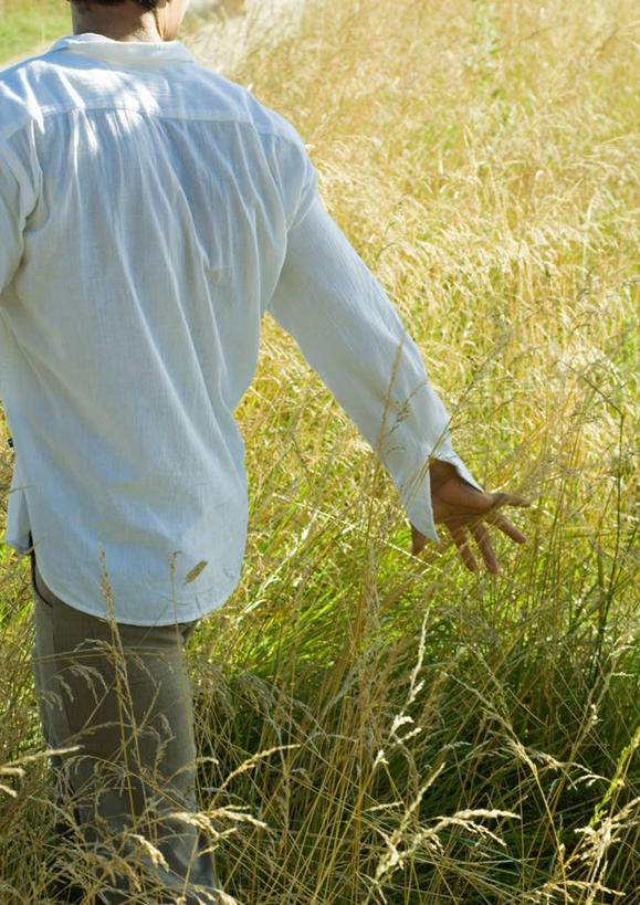 西方人,一个人,站,竖图,室外,白天,正面,植物,欧洲,欧洲人,仅一个男性,仅一个人,枯萎,草丛,枯草,草,仅一个年轻男性,黄色,站着,男人,男性,年轻男性,白种人,站立,半身,彩图