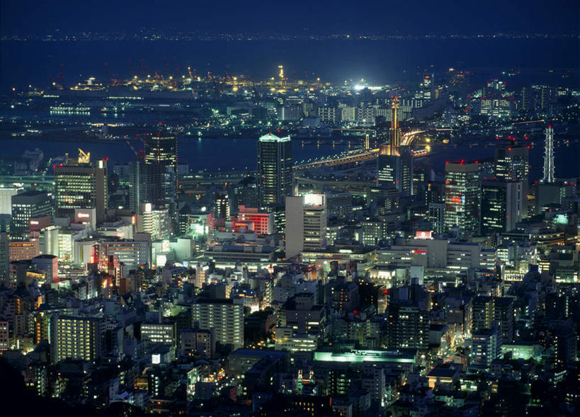 无人,高楼大厦,横图,俯视,航拍,室外,夜晚,旅游,度假,美景,城市风光,大厦,建筑,摩天大楼,夜景,日本,亚洲,阴影,光线,影子,景观,灯光,娱乐,自然,享受,休闲,景色,放松,鸟瞰,东亚,照明工具,本州,本州岛,日本国,近畿地方,近畿,兵库,兵库县,神户,神户市,神戸,县厅,神戸市,彩图,高角度拍摄,大楼,高层建筑,高楼,摩天楼