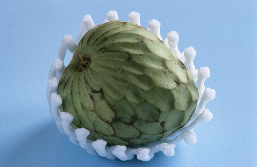 无人,横图,俯视,室内,特写,白天,水果,蓝色背景,新鲜,纹路,包裹,包装,纹理,生食,食品,果实,食物,一个,番荔枝,摄影,有机食品,绿色食品,影棚,单个,释迦,肌理,佛头果,凤梨释迦,蜜释迦,释迦凤梨,彩图,高角度拍摄,影棚拍摄,拍摄