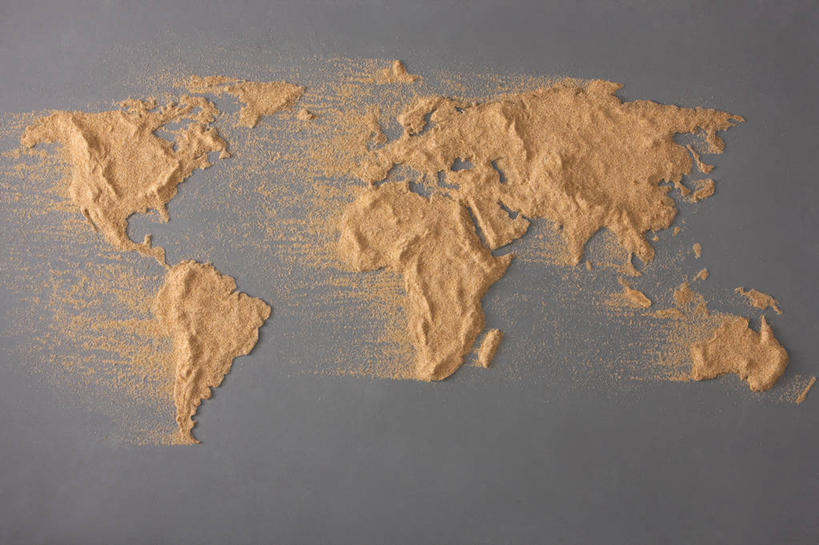 无人,横图,俯视,留白,沙漠,风,静物,地图,灰色背景,环保,沙子,世界地图,自然灾害,自然,概念,摄影,能源,回收,资源,创造力,干旱,干的,利用,低碳,循环,环境保护,沙画,持续,想法,自然地理,彩图,高角度拍摄,影棚拍摄,地图学,测绘学