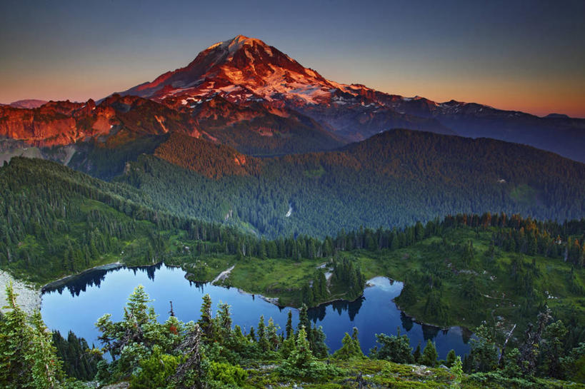 无人,公园,横图,室外,白天,火山,日落,森林,山,华盛顿,美国,地形,地标建筑,安静,摄影,宁静,北美,北美洲,国家公园,美洲,华盛顿州,卡斯基德山脉,雷尼尔山国家公园,瑞尼尔山国家公园,常绿之州,常青州,北亚美利加洲,亚美利加洲,地质学,彩图,旅行,皮尔斯县