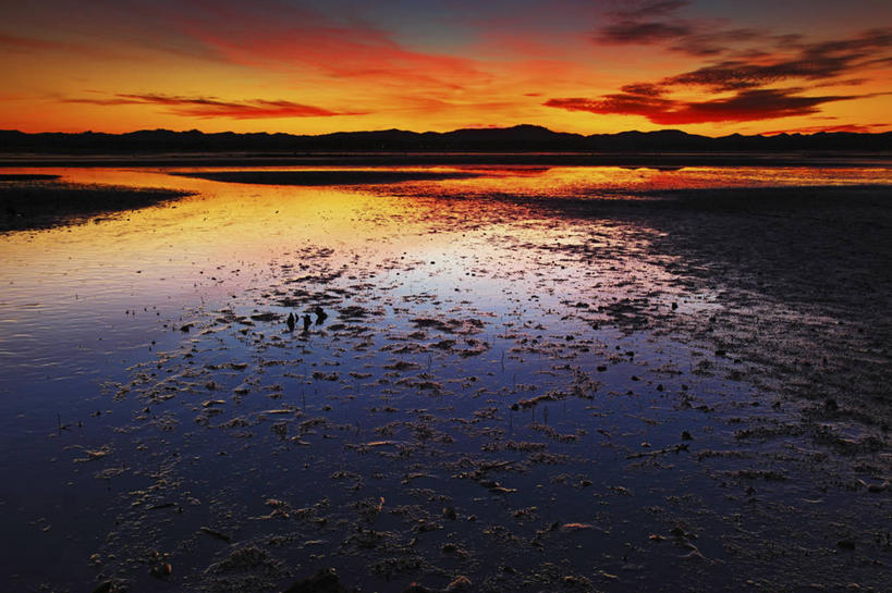 无人,横图,室外,白天,日落,山,美国,地形,水库,地标建筑,摄影,滩涂,俄勒冈州,彩图,旅行