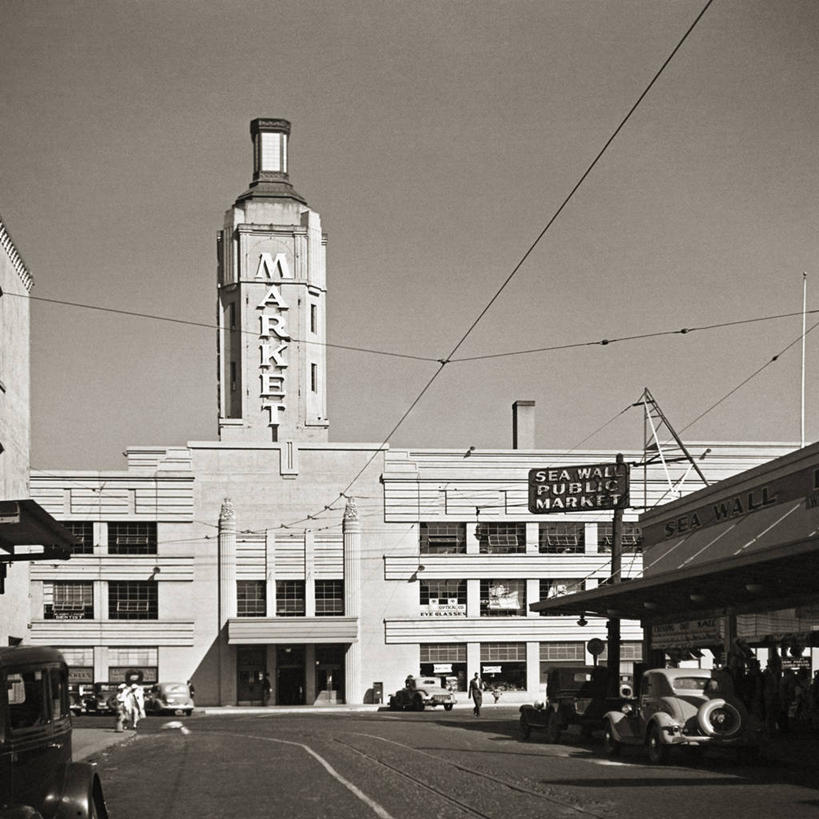 方图,黑白,室外,白天,商务,建筑,美国,市场,历史,摄影,俄勒冈州,波特兰,街市