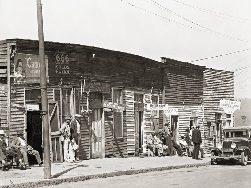 商店,横图,黑白,室外,白天,商务,建筑,美国,历史,摄影,密西西比州