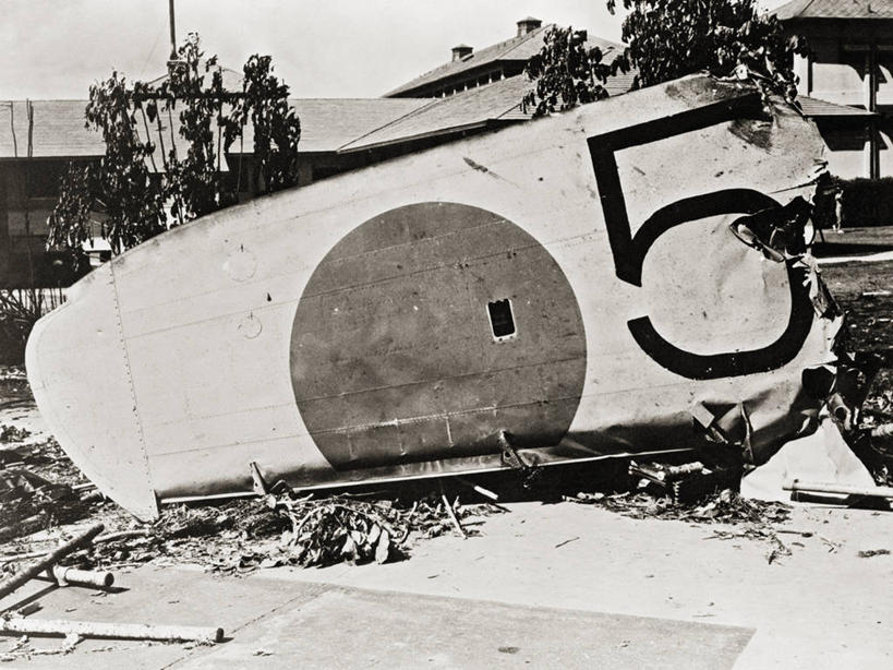 横图,黑白,室外,白天,飞机,战争,摄影,部分,第二次世界大战,毁灭,夏威夷群岛,失事,太平洋岛屿