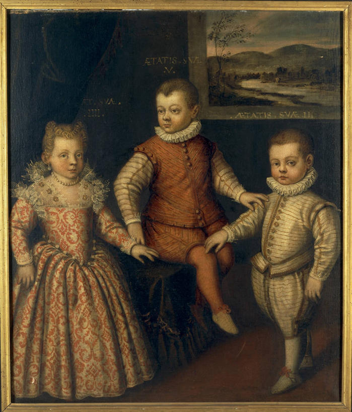 儿童,三个人,站,坐,竖图,室内,民族服装,绘画,纯洁,油画,艺术,古典,文化,衣领,工艺品,品味,可爱,童年,童趣,摄影,美术,高雅,肖像,童真,烂漫,无邪,意大利文化,皇室,美学,天真,男孩,女孩,触摸,彩图,传统服装,民俗服,矫饰主义