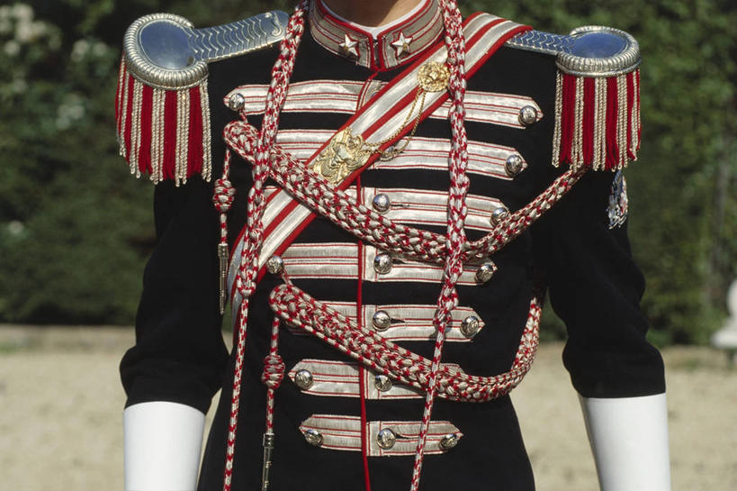 成年人,一个人,站,横图,室外,特写,白天,正面,制服,安全,意大利,仅一个男性,士兵,对称,装饰,军事,盔甲,防护,小号,音乐,历史,武器,摄影,保护,军服,保险,防御,音乐人,意大利文化,仪仗队,穗,铠甲,防具,防卫,平安,彩图,传统服装,甲胄,传统文化