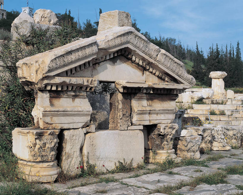 无人,横图,室外,白天,建筑,希腊,欧洲,时间,图像,历史,废墟,台阶,草,天空,摄影,考古学,人造,地中海文化,南欧,主题,自然现象,计时工具,构图,古希腊,古代文明,阿提卡,古代史,中部希腊大区,钟,彩图,旅行,时空,传统文化