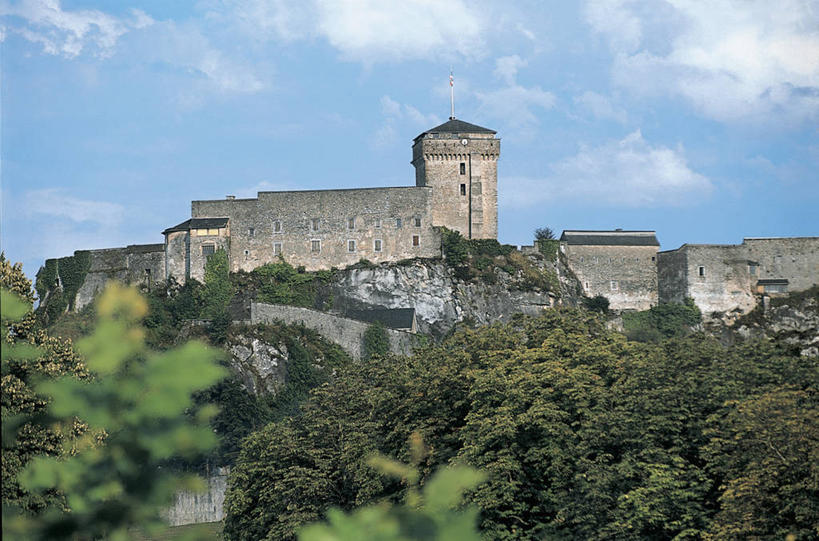 无人,横图,室外,白天,仰视,建筑,法国,欧洲,城堡,云,尖顶,历史,树,摄影,地中海文化,卢尔德,彩图,低角度拍摄,过去