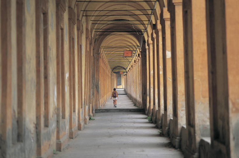 一个人,横图,室内,建筑,意大利,欧洲,朦胧,模糊,柱子,背面,摄影,地中海文化,南欧,意大利文化,意大利共和国,拱廊,博洛尼亚,艾米利亚.罗马涅,艾米利亚.罗马涅大区,步行,彩图