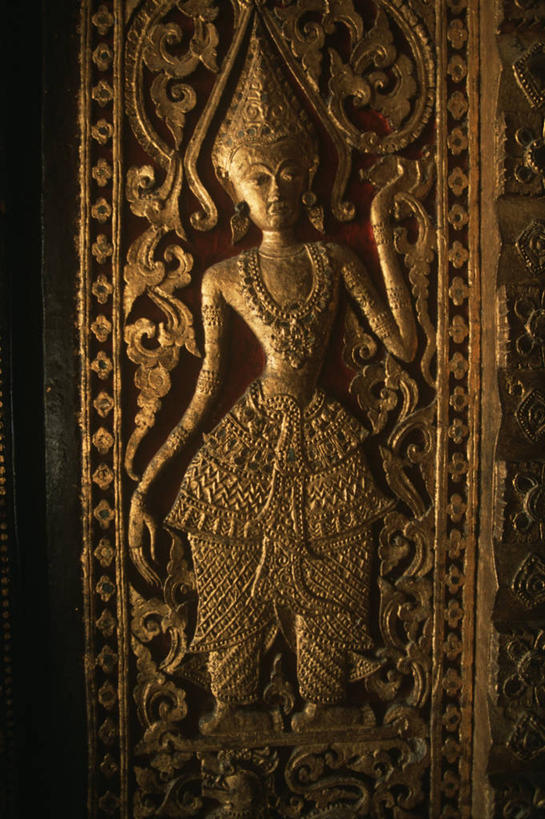 无人,竖图,室外,特写,白天,老挝,装饰,黄金,摄影,宗教,佛教,部分,复杂,琅勃拉邦,印度支那,香通寺,彩图