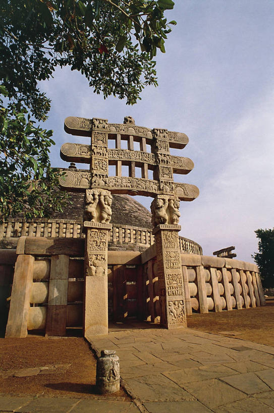 无人,寺庙,竖图,室外,白天,建筑,印度,大门,佛塔,地标建筑,摄影,宗教,佛教,印度文化,印度次大陆,彩图,桑奇大塔