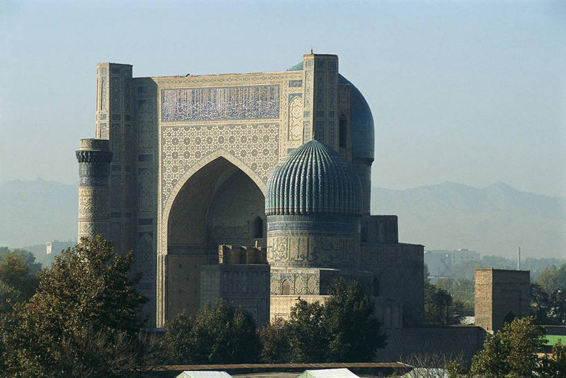 无人,横图,室外,白天,建筑,乌兹别克斯坦,地标建筑,摄影,伊斯兰教,中亚,宗教建筑,清真寺,彩图,旅行