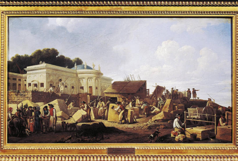 建筑工人,横图,室外,白天,绘画,建筑业,山,建筑,相框,法国,巴黎,艺术,首都,许多人,古典,历史,文化,工艺品,建筑工地,品味,一群人,摄影,美术,高雅,合伙,18世纪,美学,彩图,泥瓦匠