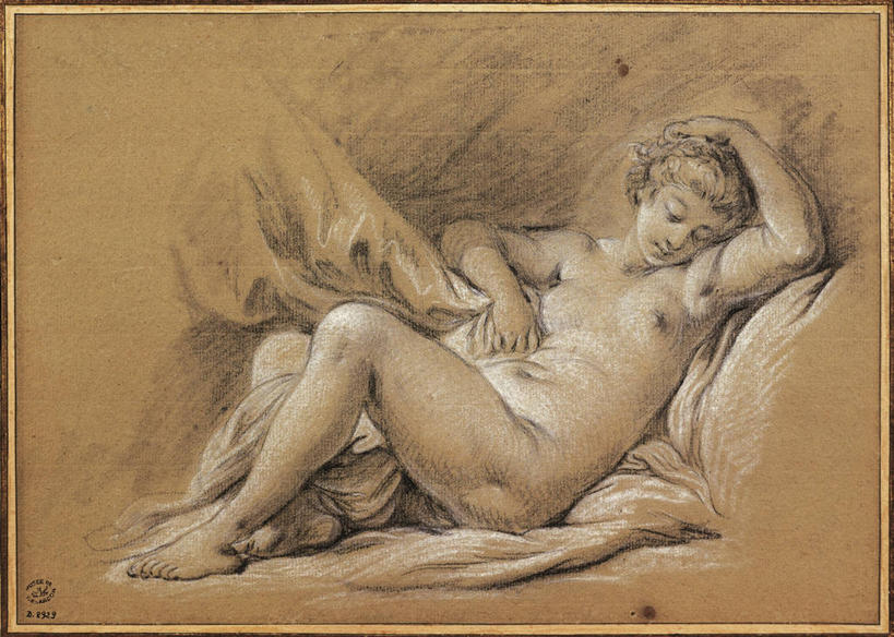 成年人,裸体,一个人,横图,插画,室内,白天,侧面,数码,科技,床,卧室,仅一个女性,阴影,网络,高光,几何,计算机图形,合成,图画,历史,画,休息,放松,电脑合成图,数码合成图,合成图,漫画,粉笔画,18世纪,写实,具体,具象,闭着眼睛,仰卧,彩图