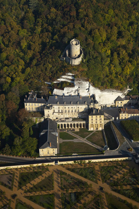 无人,家,竖图,俯视,航拍,室外,白天,旅游,度假,草地,草坪,名胜古迹,森林,树林,植物,标志建筑,地标,建筑,法国,欧洲,阴影,遗迹,光线,影子,堡垒,城堡,房屋,屋子,古迹,文物,娱乐,建设,古建筑,楼房,住宅,草,树,树木,绿色,阳光,自然,享受,休闲,旅游胜地,放松,生长,成长,西欧,要塞,鸟瞰,法兰西,古文明,法兰西共和国,法兰西第五共和国,法兰西岛,法兰西岛大区,瓦兹河谷省,设防,瓦勒德瓦兹省,彩图,高角度拍摄,房子,蓬图瓦兹区,拉罗舍居伊翁