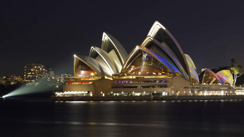无人,横图,室外,夜晚,长时间曝光,旅游,建筑,澳大利亚,歌剧院,摄影,电灯,照亮,悉尼,新南威尔士,彩图,旅行,海港