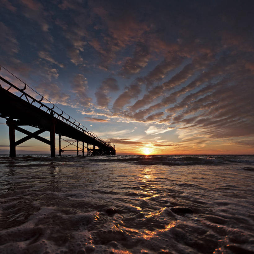 无人,码头,方图,室外,海洋,日落,太阳,日光,英国,水平线,云,风景,摄影,剪影,怀特岛,海滩,彩图