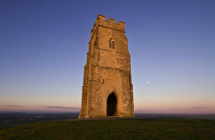 无人,横图,室外,山,建筑,英国,塔,黎明,历史,草,天空,自然,摄影,宁静,萨默塞特,岩石,彩图,旅行