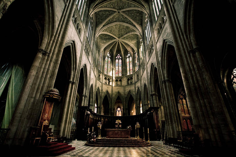 无人,教堂,横图,室内,白天,建筑,法国,拱门,摄影,宗教,基督教,宗教建筑,波尔多,彩图,大教堂