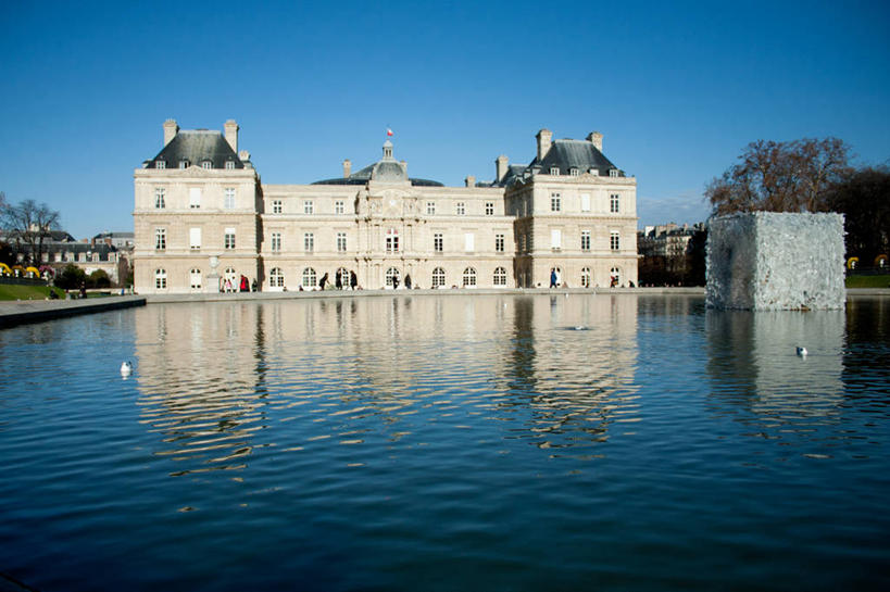宫殿,横图,室外,白天,建筑,法国,巴黎,反射,池塘,首都,历史,天空,地标建筑,摄影,法国文化,卢森堡公园,彩图