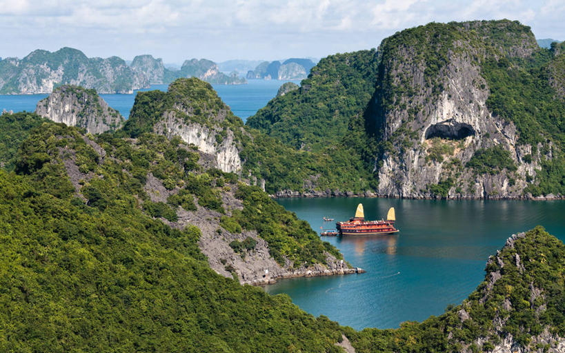 无人,横图,室外,白天,海洋,美景,山,植物,越南,景观,宏伟,风景,天空,自然,景色,摄影,宁静,自然风光,下龙湾,广宁省,彩图