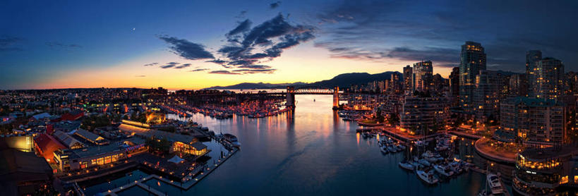 无人,横图,全景,室外,建筑,船,加拿大,反射,云,天空,运输,摄影,照亮,温哥华,彩图