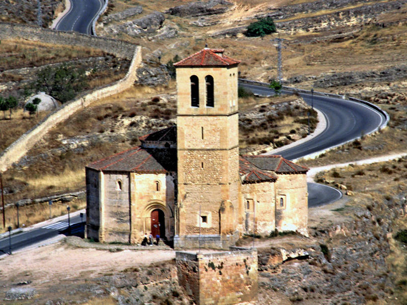 无人,教堂,横图,室外,白天,建筑,路,西班牙,塔,自然,摄影,宗教,基督教,塞戈维亚,彩图