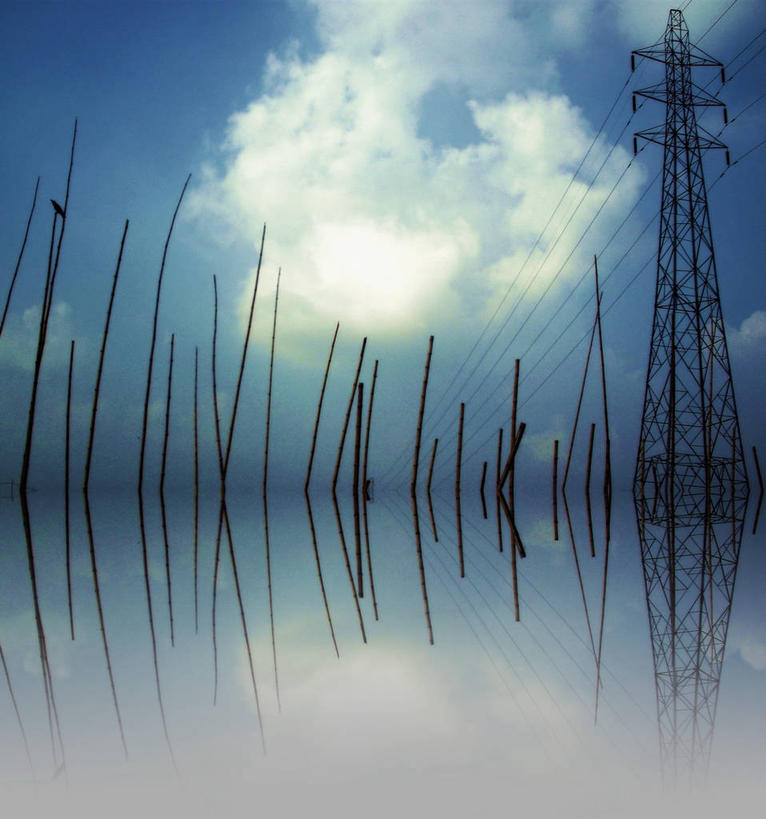 无人,竖图,室外,白天,水,孟加拉国,亚洲,反射,云,首都,联系,天空,自然,摄影,能源,南亚,孟加拉人民共和国,达卡,彩图,输电塔