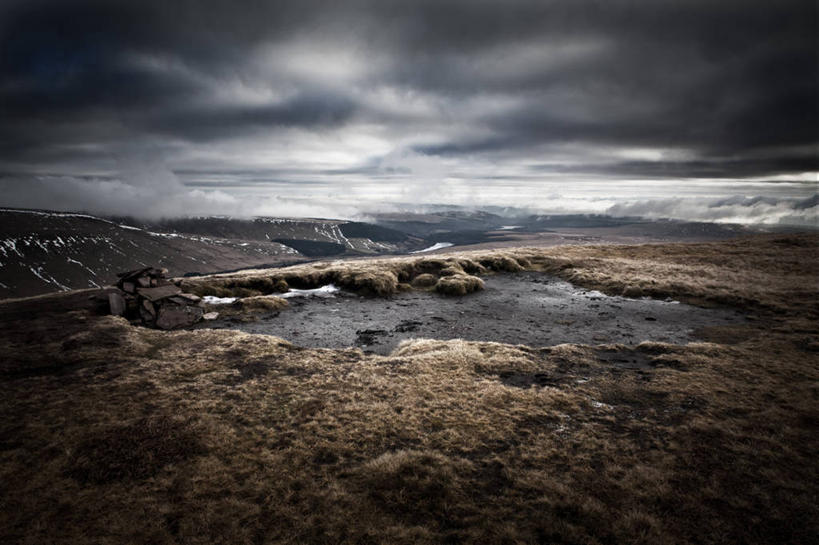 无人,横图,室外,白天,山脉,多云,英国,地形,山顶,冬天,天空,自然,摄影,宁静,威尔士,彩图,布雷肯