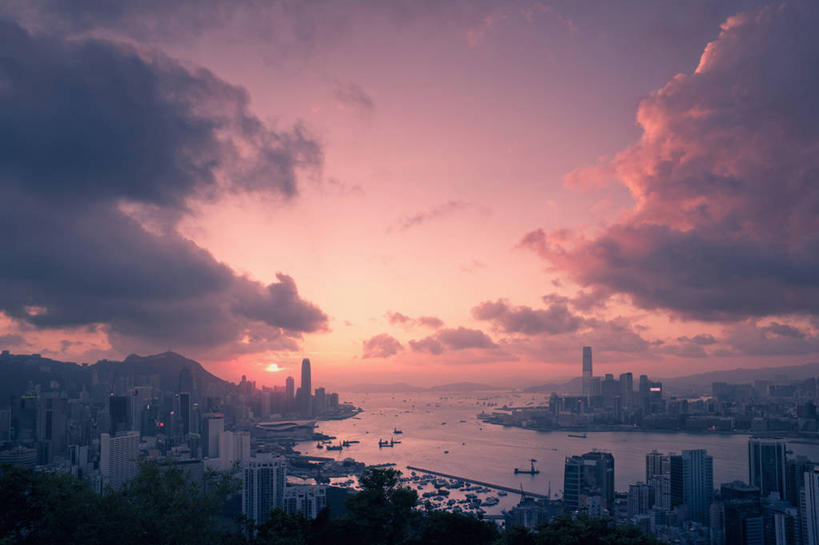 无人,横图,俯视,室外,白天,度假,海洋,美景,日落,城市风光,城市,摩天大楼,香港,海岸线,景观,云,娱乐,维多利亚港,享受,休闲,景色,放松,摄影,彩图,高角度拍摄,海港