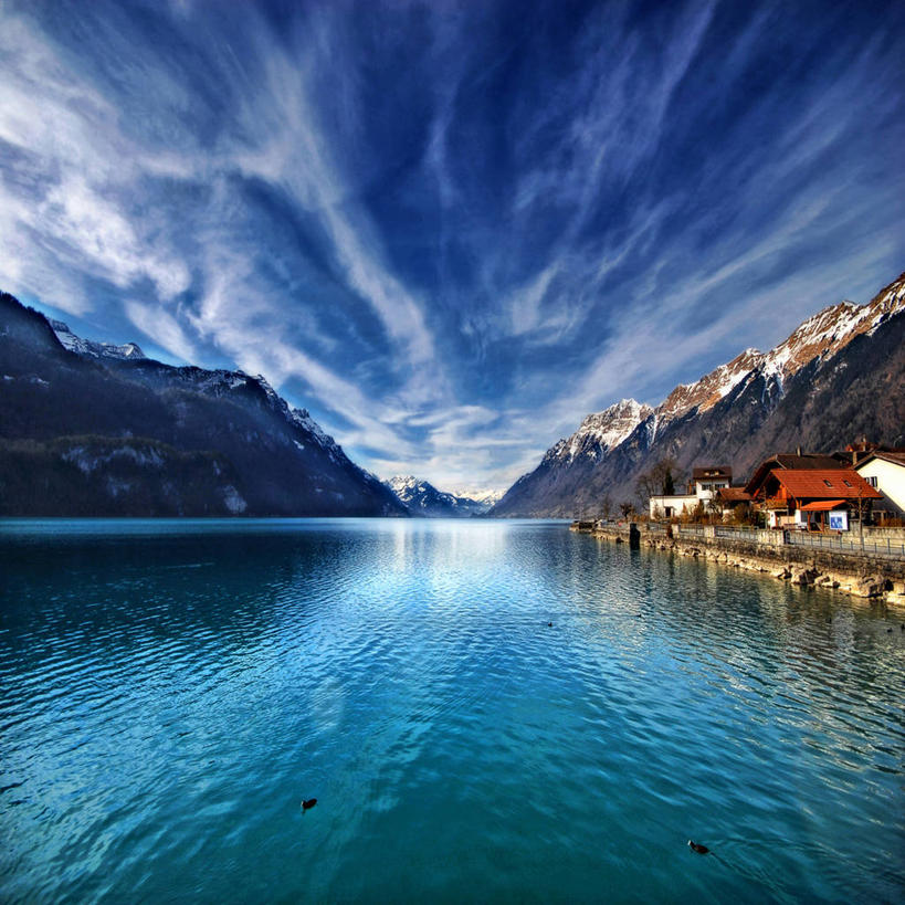 无人,方图,室外,白天,山,山脉,建筑,瑞士,反射,云,宏伟,风景,天空,自然,摄影,宁静,因特拉肯,死水,自然地理,彩图