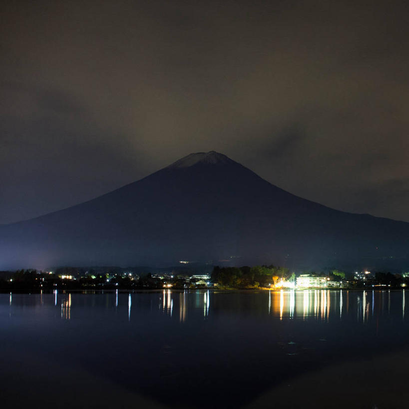 无人,方图,室外,夜晚,美景,山,富士山,日本,日本文化,反射,景观,自然,景色,摄影,宁静,照亮,照明设备,自然风光,彩图