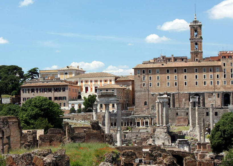 无人,横图,室外,白天,建筑,意大利,柱子,云,首都,古罗马,废墟,树,天空,摄影,意大利文化,拉奇奥,古罗马广场,彩图