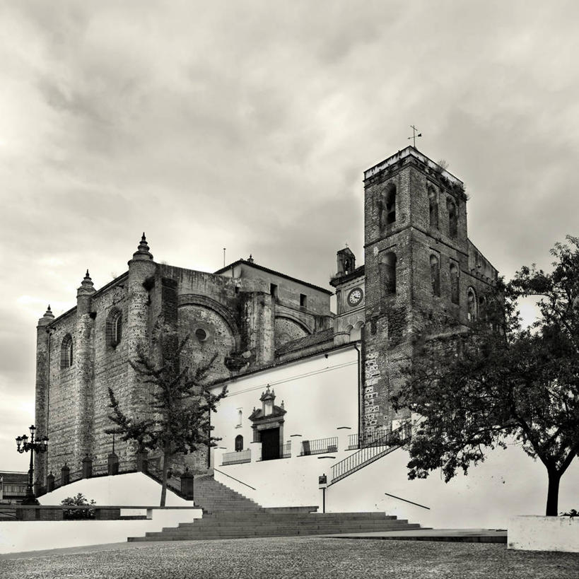 无人,方图,黑白,室外,白天,楼梯,建筑,西班牙,云,历史,树,天空,地标建筑,摄影,塞维尔