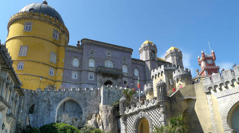 无人,宫殿,横图,室外,白天,仰视,建筑,日光,葡萄牙,历史,天空,摄影,新特拉,彩图,低角度拍摄