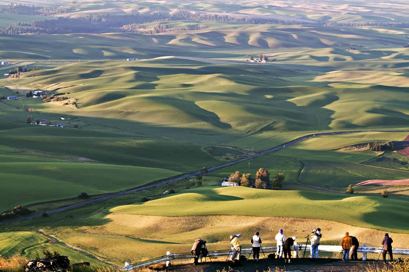 摄影师,站,横图,俯视,室外,美景,美国,地形,景观,黎明,拍照,自然,景色,摄影,宁静,自然风光,华盛顿州,帕卢斯,彩图,高角度拍摄