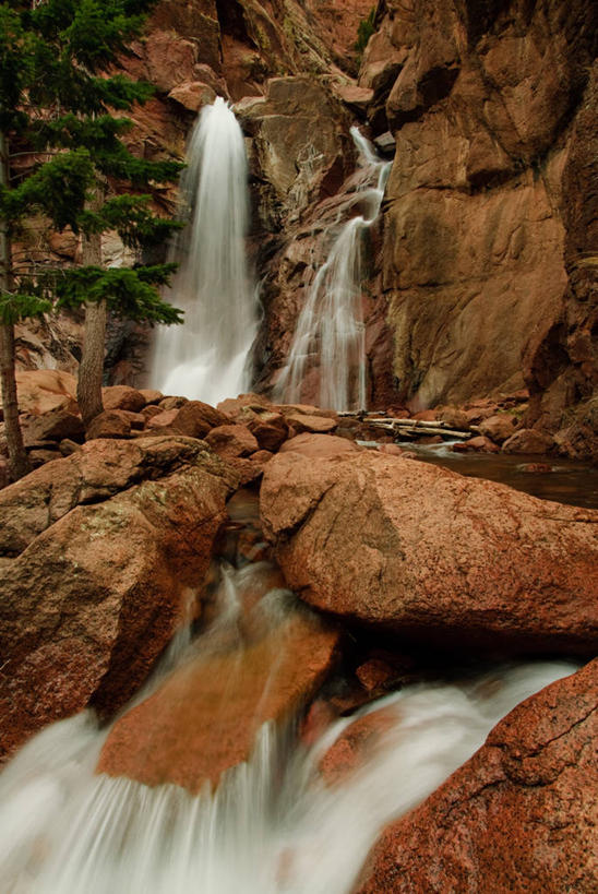无人,竖图,室外,白天,长时间曝光,美景,瀑布,峡谷,美国,景观,风景,自然,景色,摄影,宁静,自然风光,科罗拉多斯普林斯,岩石,彩图