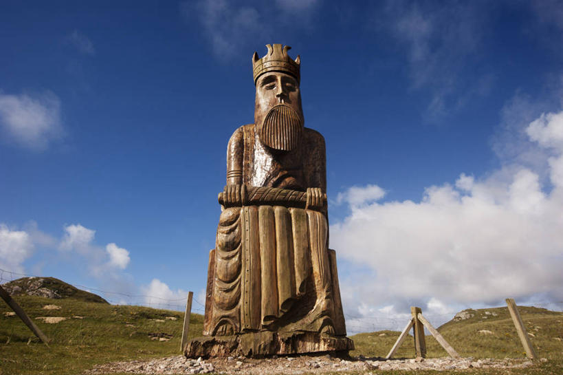 无人,横图,室外,白天,山,英国,艺术,木制,标志,符号,云,历史,标识,苏格兰,天空,棋子,摄影,记忆,性别符号,外赫布里底群岛,彩图,男性符号