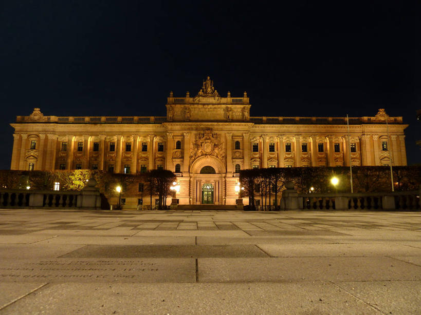 无人,横图,室外,夜晚,建筑,瑞典,首都,历史,天空,摄影,照亮,斯德哥尔摩,政府,巴洛克风格,议会大楼,彩图