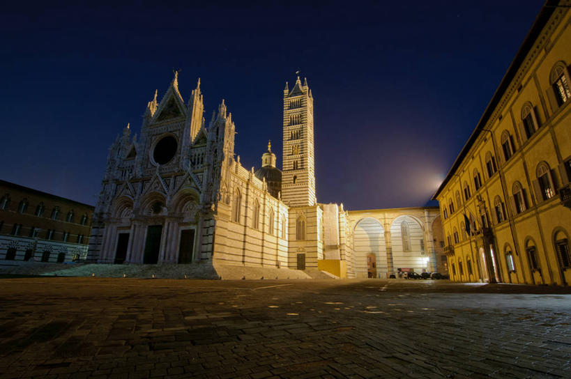 无人,横图,室外,夜晚,城市,建筑,意大利,天空,摄影,宁静,照亮,基督教,锡耶纳,彩图,大教堂,传统文化