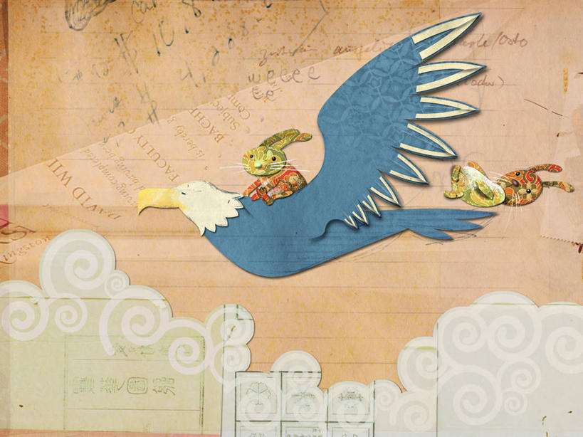 无人,坐,横图,插画,室外,侧面,童话故事,旅途,数码,科技,三只,阴影,网络,云,半空,高光,几何,计算机图形,合成,图画,飞,画,骑车,摄影,电脑合成图,数码合成图,合成图,漫画,写实,具体,具象,彩图,拟人