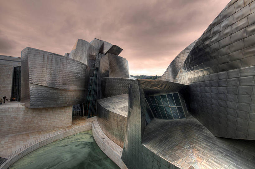 无人,博物馆,横图,室外,白天,建筑,西班牙,云,现代,摄影,伊比利亚半岛,巴斯克自治区,毕尔巴鄂,古根汉姆博物馆,比斯开省,彩图